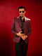 Vastramay Men's Maroon Silk Blend Blazer