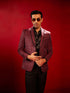 Vastramay Men's Maroon Silk Blend Blazer