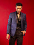 Vastramay Men's Navy Blue Silk Blend Blazer