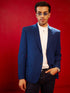 Vastramay Men's Navy Blue Silk Blend Blazer