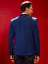 Vastramay Men's Navy Blue Silk Blend Blazer