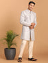 Vastramay Men's Aqua Blue Mirror Indo Western Sherwani With Pant Set