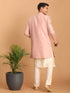 Vastramay Men's Pink Mirror Indo Western Sherwani with Kurta Pyjama Set