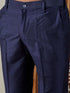Vastramay Men's Navy Blue Jacquard Sherwani With Kurta Pant Set