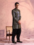 SHRESTHA By VASTRAMAY Men's Black Georgette Embellished Indo Set