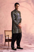 SHRESTHA By VASTRAMAY Men's Black Georgette Embellished Indo Set