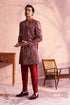 SHRESTHA By VASTRAMAY Men's Maroon Georgette Embellished Indo Set