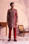 SHRESTHA By VASTRAMAY Men's Maroon Georgette Embellished Indo Set