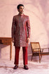 SHRESTHA By VASTRAMAY Men's Maroon Georgette Embellished Indo Set