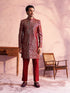 SHRESTHA By VASTRAMAY Men's Maroon Georgette Embellished Indo Set