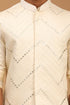 VASTRAMAY Cream Mirror Jacket With Cream Kurta and Pyjama Baap Beta Set