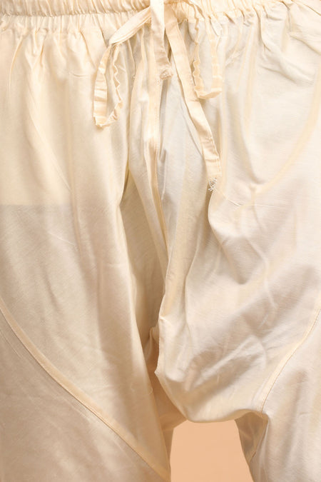 VASTRAMAY Cream Mirror Jacket With Cream Kurta and Pyjama Baap Beta Set
