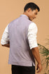 VASTRAMAY Purple Mirror Work Viscose Sleeveless Ethnic Jacket Baap Beta Set