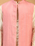 Vastramay Men's Purple Sequined Ethnic Jacket With Cream Kurta And Viscose Pant Set