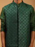 Vastramay Men's Green Embellished Jacket And Green Kurta Churidar Set