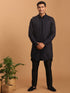VASTRAMAY Men's Navy Blue Jacket With Kurta Pant Set