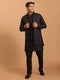 VASTRAMAY Men's Navy Blue Jacket With Kurta Pant Set