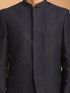 Vastramay Men's Navy Blue Silk Blend Glitter Zig zag Jodhpuri
