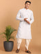 Vastramay Men's Aqua Blue Mirror Kurta Dhoti Set