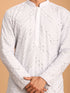 Vastramay Men's Aqua Blue Mirror Kurta Dhoti Set