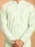 Vastramay Men's Mint Green Mirror Kurta