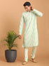 Vastramay Men's Mint Green Mirror Kurta
