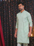 Vastramay Men's Mint Green Mirror Kurta