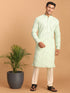 Vastramay Men's Mint Green Mirror Kurta Pant Set