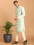 Vastramay Men's Mint Green Mirror Kurta Pant Set