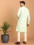 Vastramay Men's Mint Green Mirror Kurta Pant Set