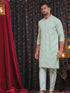 Vastramay Men's Mint Green Mirror Kurta Pant Set