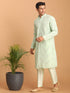 Vastramay Men's Mint Green Mirror Kurta Pant Set
