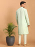 Vastramay Men's Mint Green Mirror Kurta Pant Set