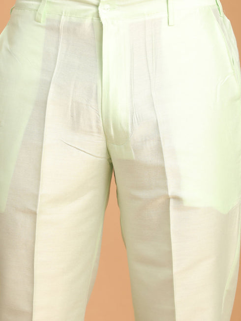 Vastramay Men's Mint Green Mirror Kurta Pant Set