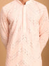 Vastramay Men's Pink Mirror Kurta dhoti Set