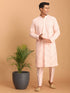 Vastramay Men's Pink Mirror Kurta Pant Set