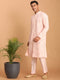 Vastramay Men's Pink Mirror Kurta Pant Set