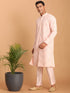 Vastramay Men's Pink Mirror Kurta Pant Set