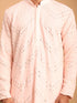 Vastramay Men's Pink Mirror Kurta Pyjama Set