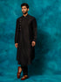 Vastramay Men's Black Pleated Kurta
