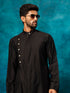 Vastramay Men's Black Pleated Kurta