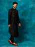 Vastramay Men's Black Pleated Kurta