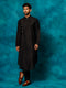 Vastramay Men's Black Viscose Blend Kurta Pyjama Set