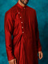 Vastramay Men's Maroon Pleated Kurta