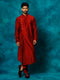 Vastramay Men's Maroon Viscose Blend Kurta Pyjama Set