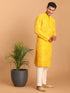 Vastramay Men's Yellow Embroidered Kurta Pant Set