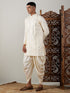 Vastramay Men's Cream Mirror Kurta Dhoti Set