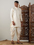 Vastramay Men's Cream Mirror Kurta Dhoti Set