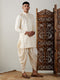 Vastramay Men's Cream Mirror Kurta Dhoti Set