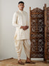 Vastramay Men's Cream Mirror Kurta Dhoti Set